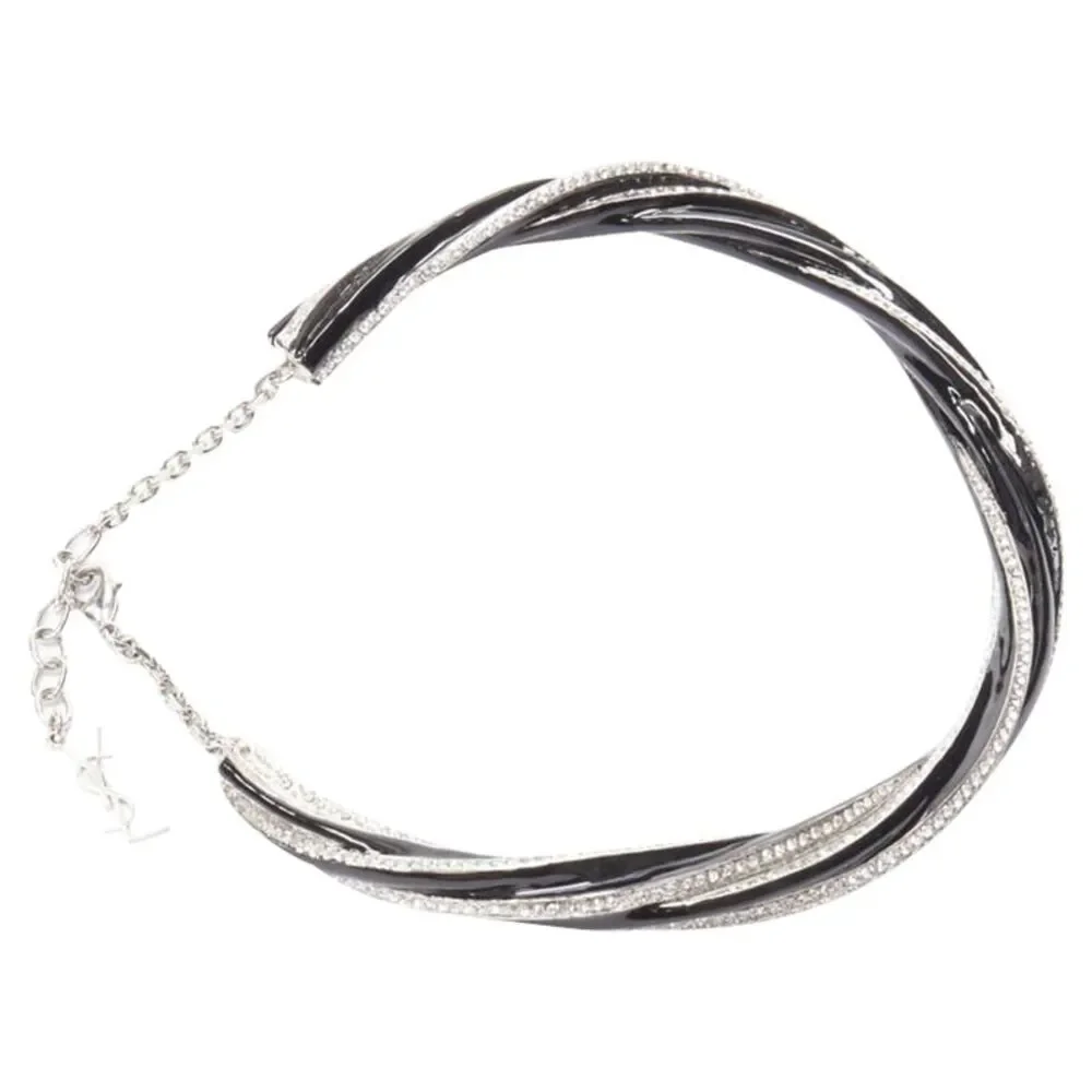 Saint Laurent Crystal Charm Choker Necklace